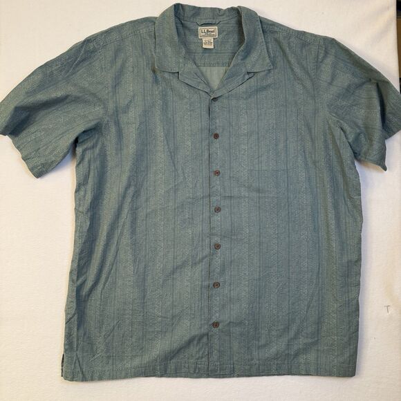 L.L. Bean Other - L.L.Bean Men's XL Tall Traditional Fit Green Geometric Cotton Short Sleeve VTG